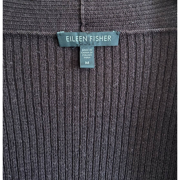 Eileen Fisher 100% Wool Brown Cardigan Women’s Size M - Picture 3 of 4
